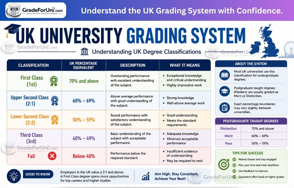 You are currently viewing UK University Grading System Explained – Grades, Percentages & Degree Classifications