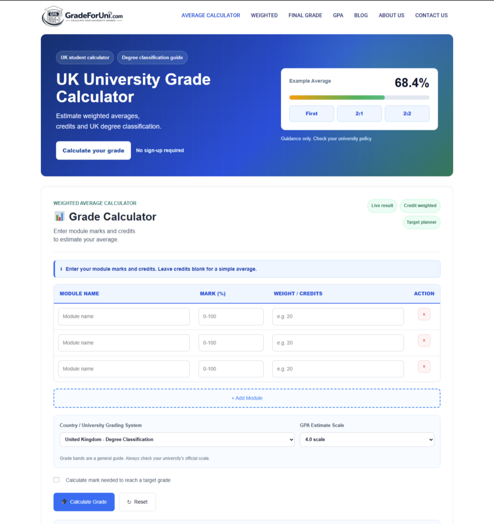 First Class Degree Calculator