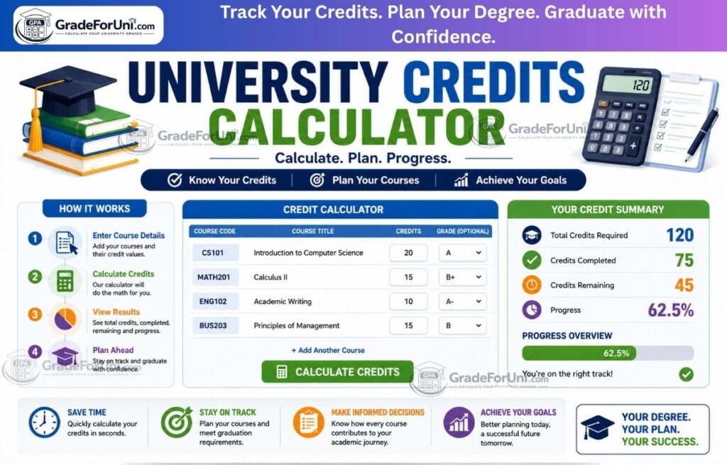 University Credits Calculator – Calculate Credits Required for Your Degree