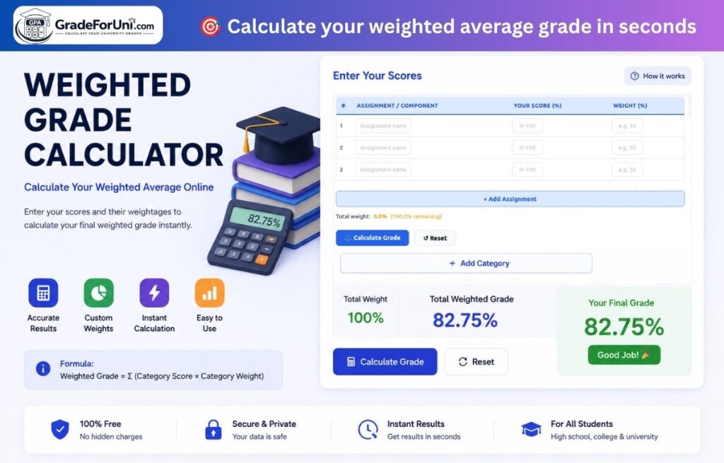 Weighted Grade Calculator – Calculate Your Weighted Average Online 2026