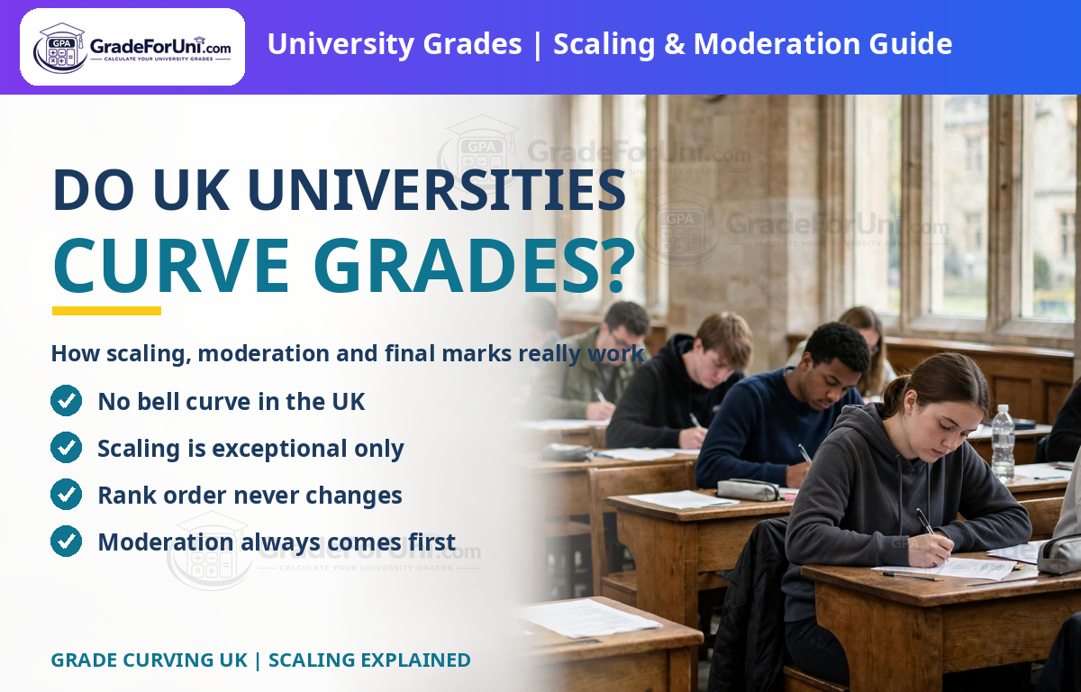 Read more about the article Do UK Universities Curve Grades? How Scaling, Moderation & Final Marks Really Work [2026]