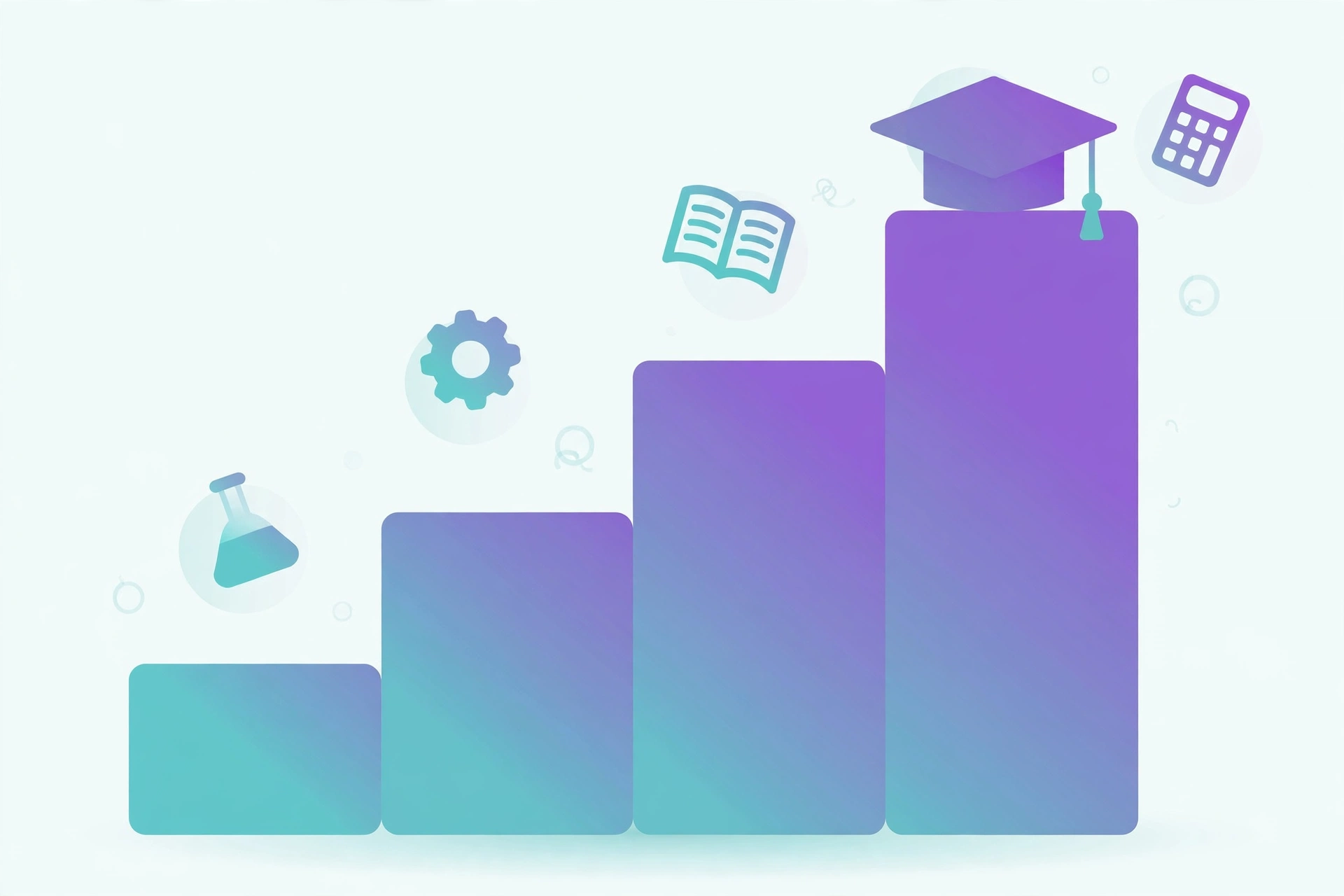Vector illustration of the four integrated masters levels from first year to the masters year at a UK university