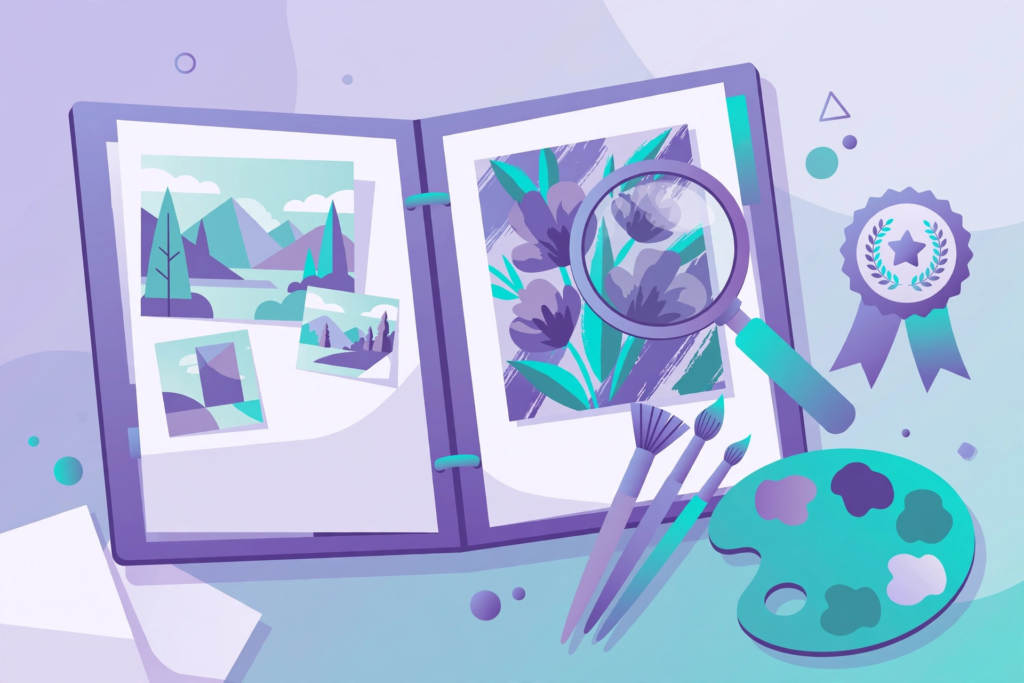 Portfolio assessment illustration — how art and design degrees are graded at UK universities