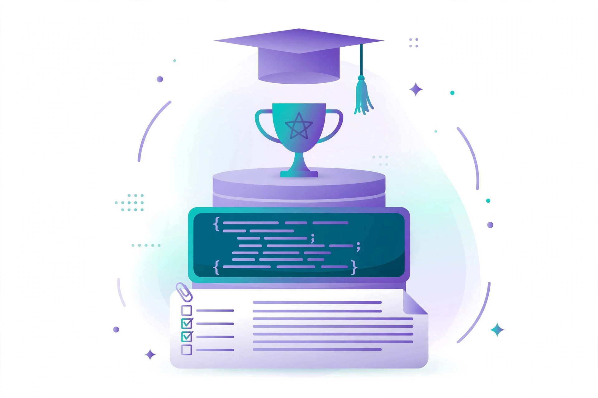 Illustration of how computer science degrees graded across three layers — exams, coursework and final-year projects