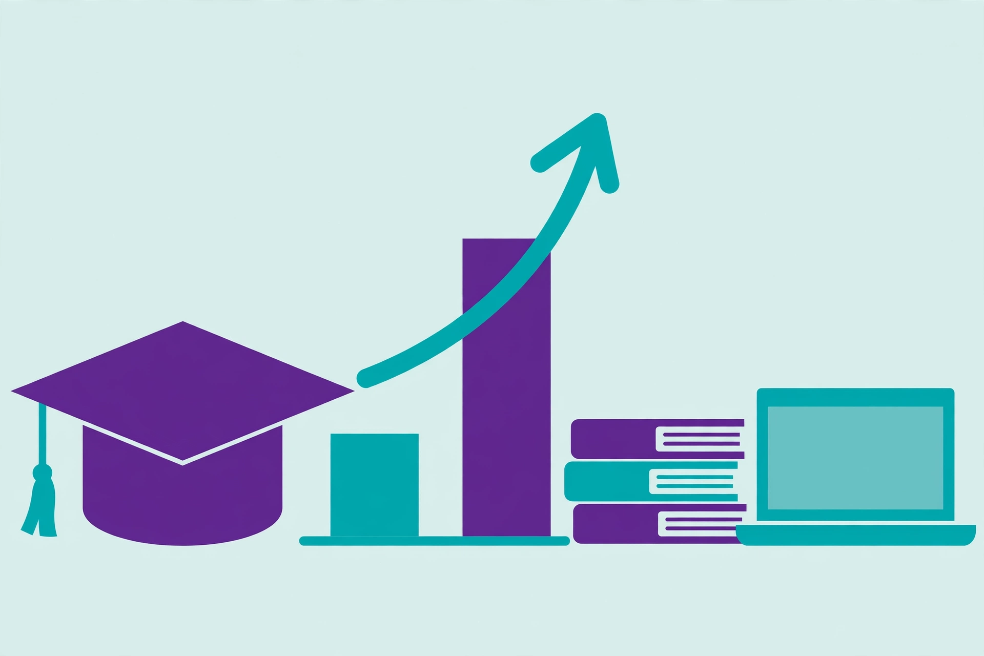 Illustration of a UK student's grades rising on a chart as they improve a 2:2 to a 2:1 in final year