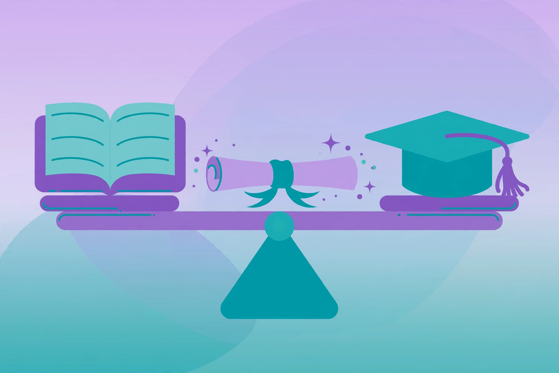 Illustration of a balanced scale merging two academic subjects into one joint honours grading classification