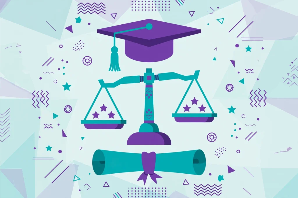 Open university degree classification illustration: module grades, double-weighted Level 3 credits and the 360–1440 classification scale