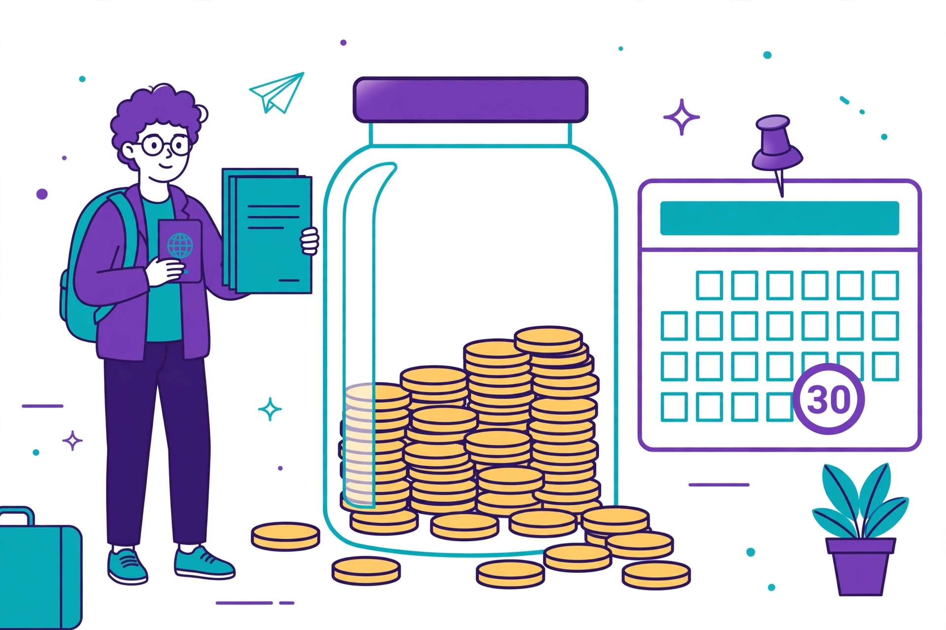 International student with savings and calendar for UK student visa maintenance funds