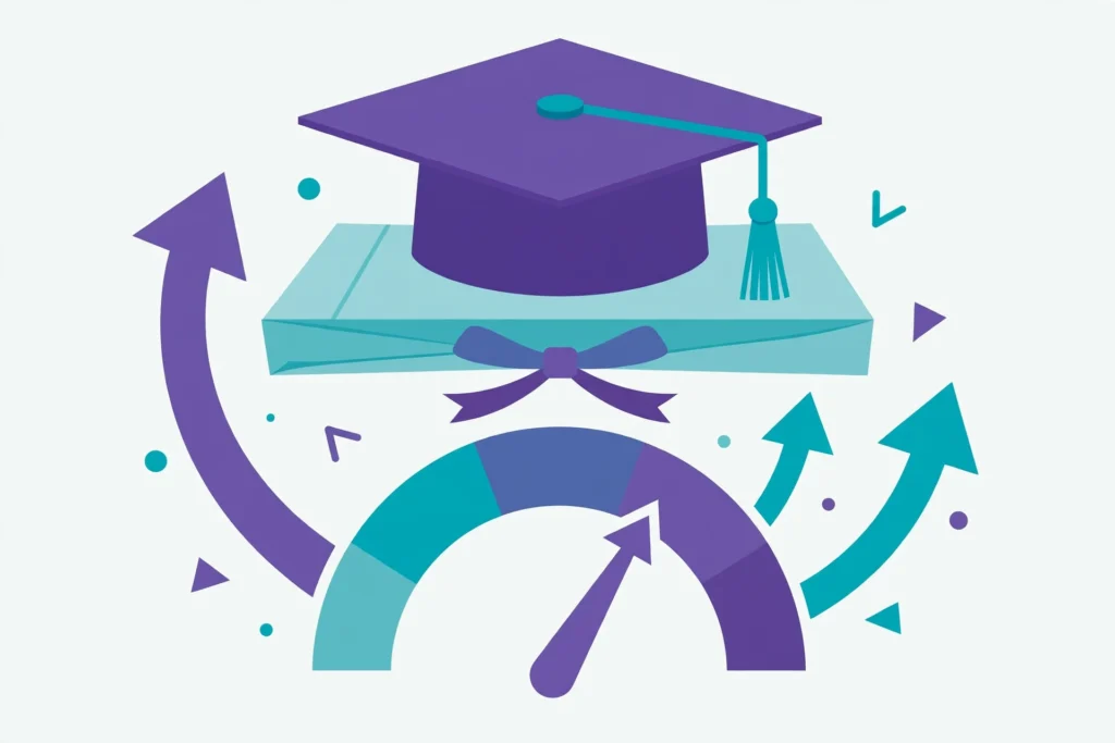 Graduation cap and degree certificate illustration showing third class degree recovery options