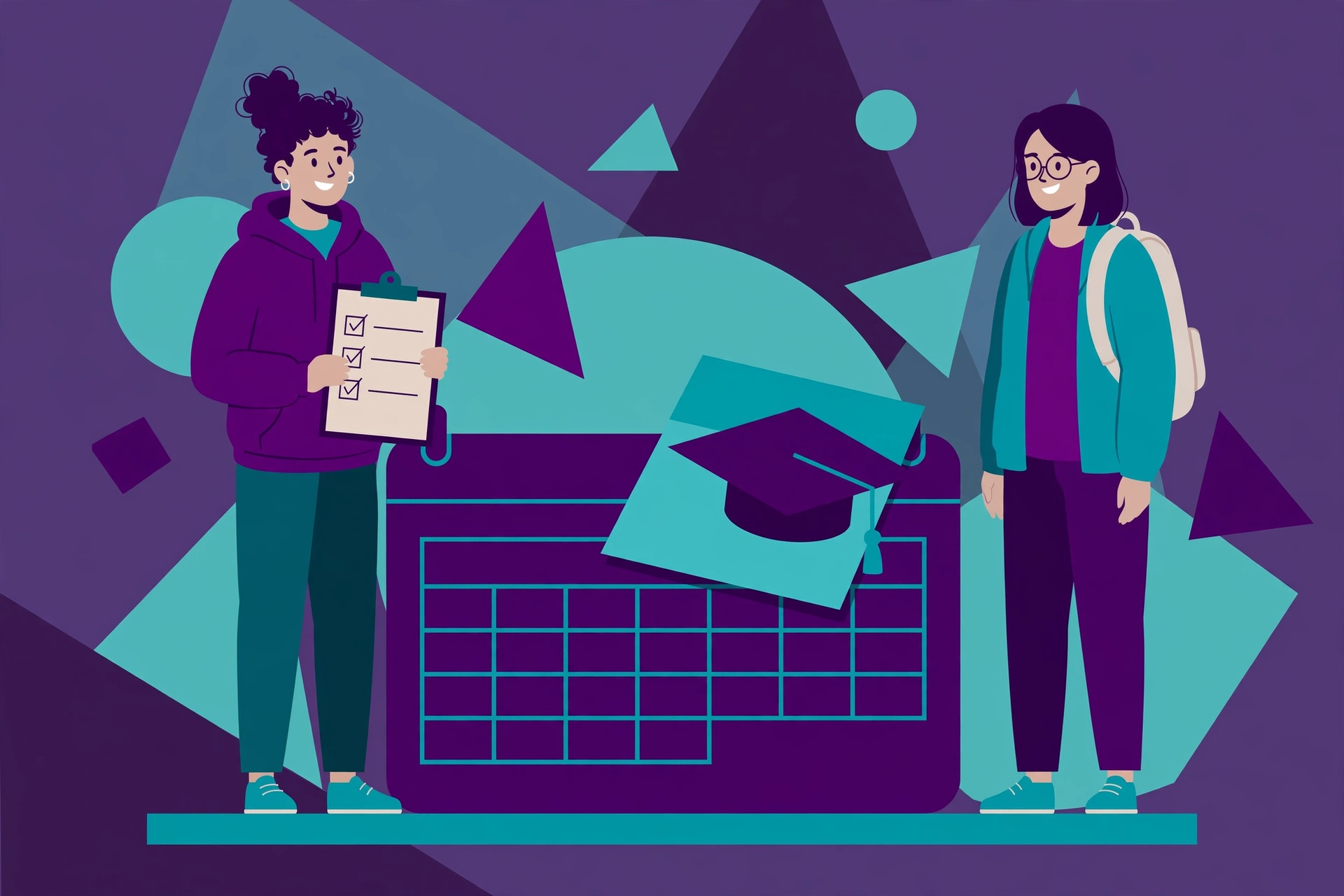 Illustration of university students checking a calendar and exam papers during strike disruption — do university strikes affect your grades?